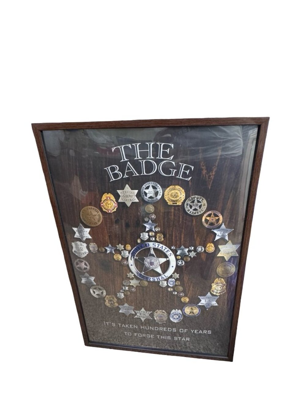 The Badge Framed US Marshal Star History Wall Art 26"x39.5” Poster Vintage Large